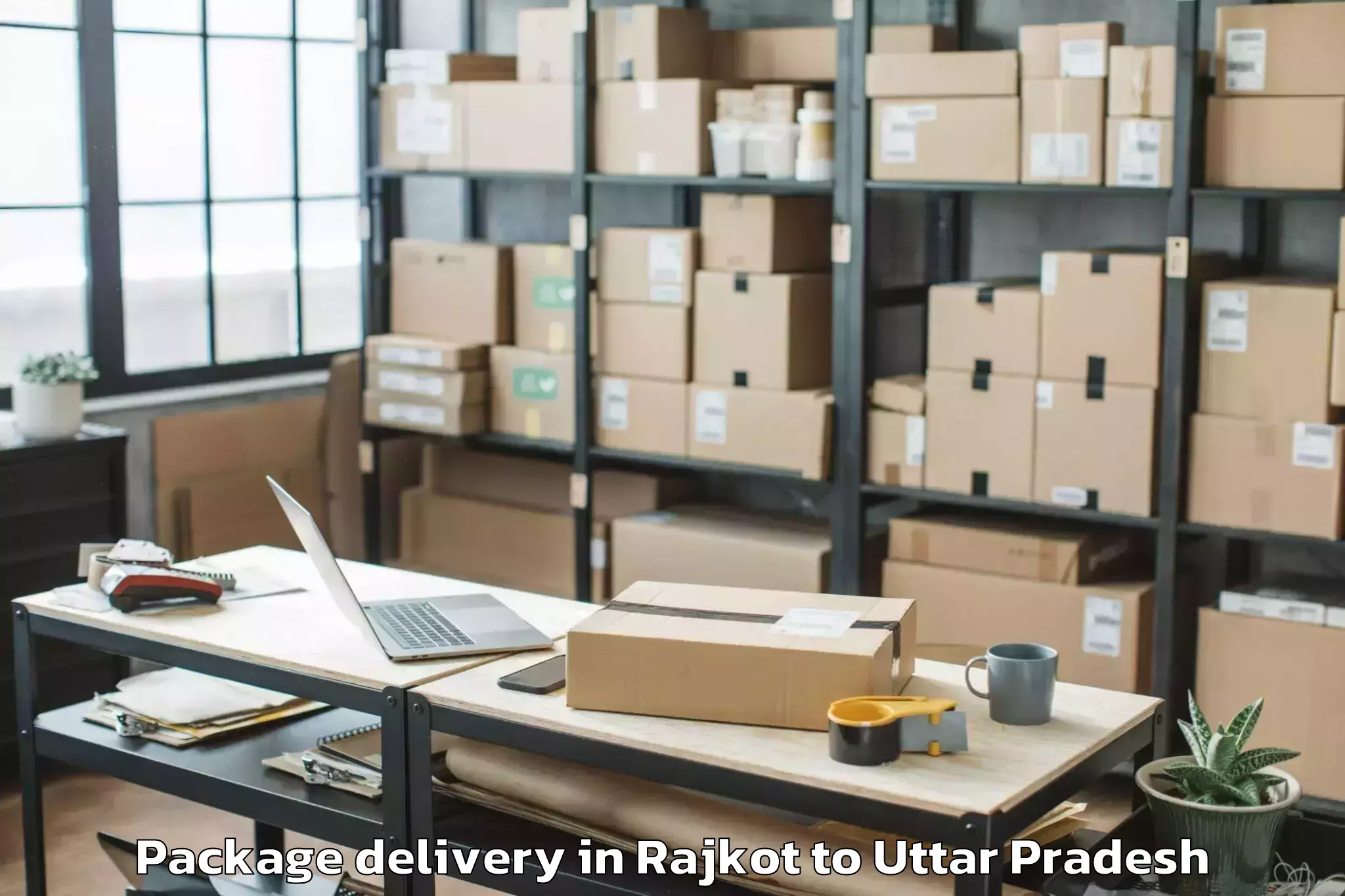 Reliable Rajkot to Mahavan Package Delivery